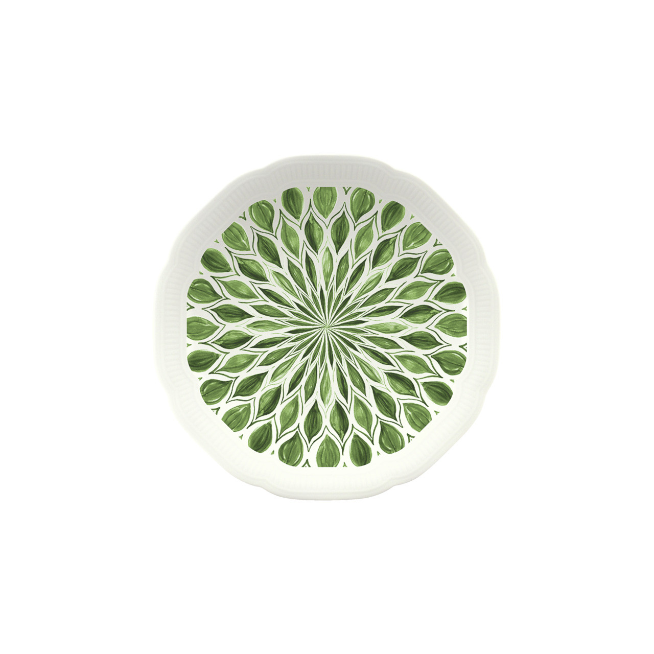 Floral Charm, Coupteller flach rund mit Relief ø 159 mm green